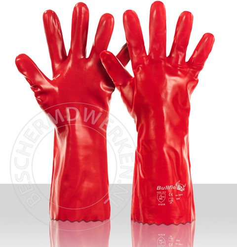Werkhandschoenen PVC rood 35cm