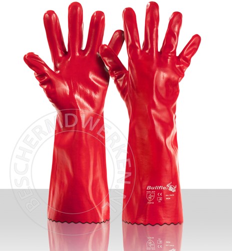 Werkhandschoenen PVC rood 40cm