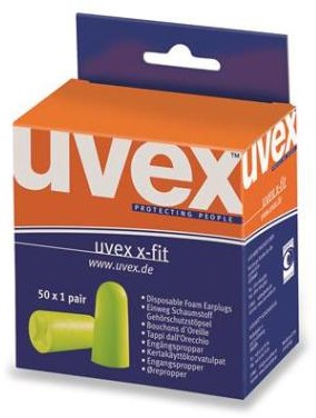 uvex x-fit oordop, 50 paar in minidispenser