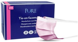 Pure mondmasker met koordjes roze