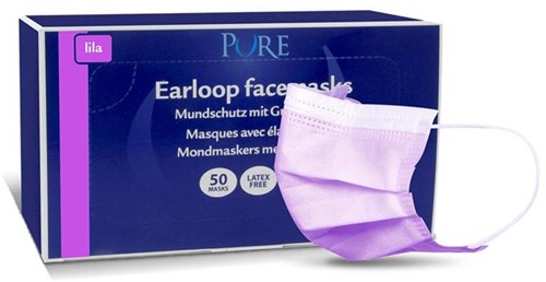 Pure mondmasker met elastiek lila