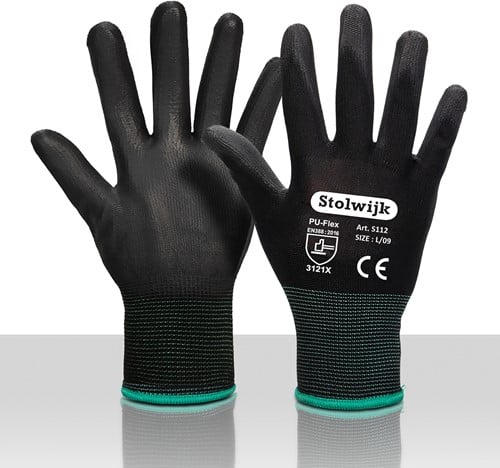 Stolwijk S112 PU-Flex werkhandschoenen - zwart - 10/xl