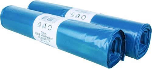 Afvalzak LDPE 70mu 70x110cm (10x20stuks)